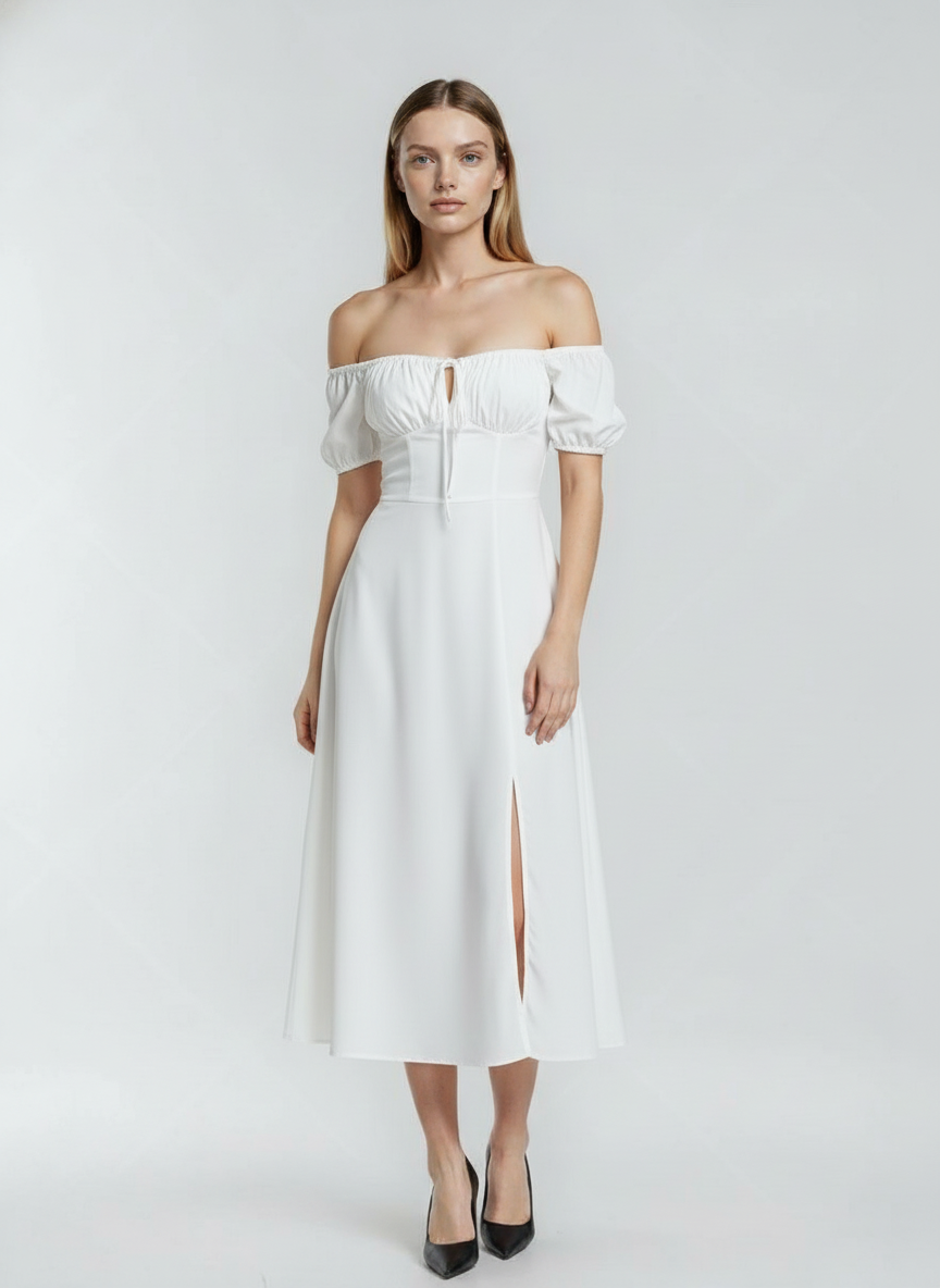 Vestido Longo Branco Mirella Feminino