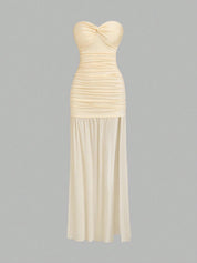 Vestido Longo Branco Zelia Feminino Elegante