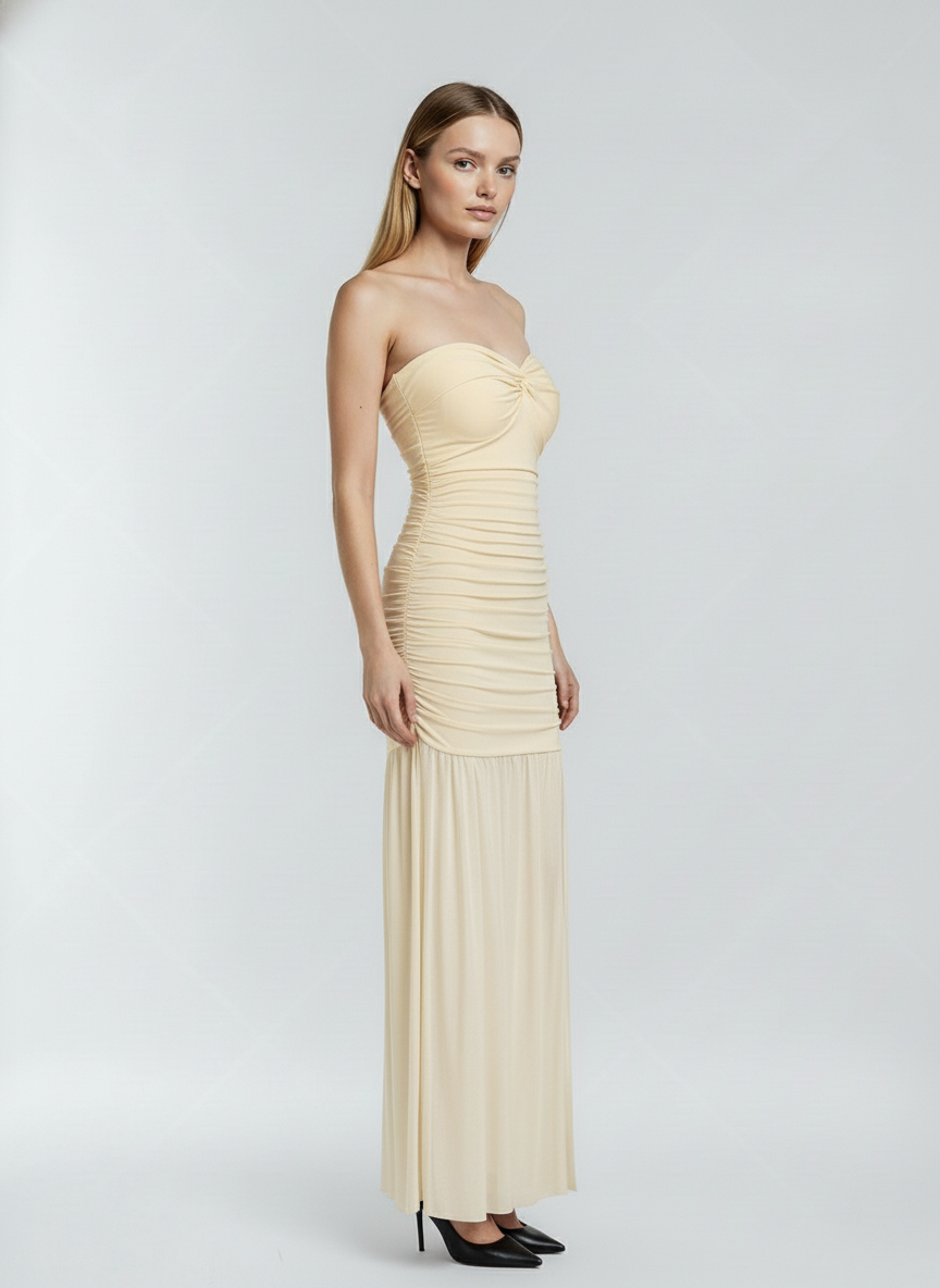 Vestido Longo Branco Zelia Feminino Elegante