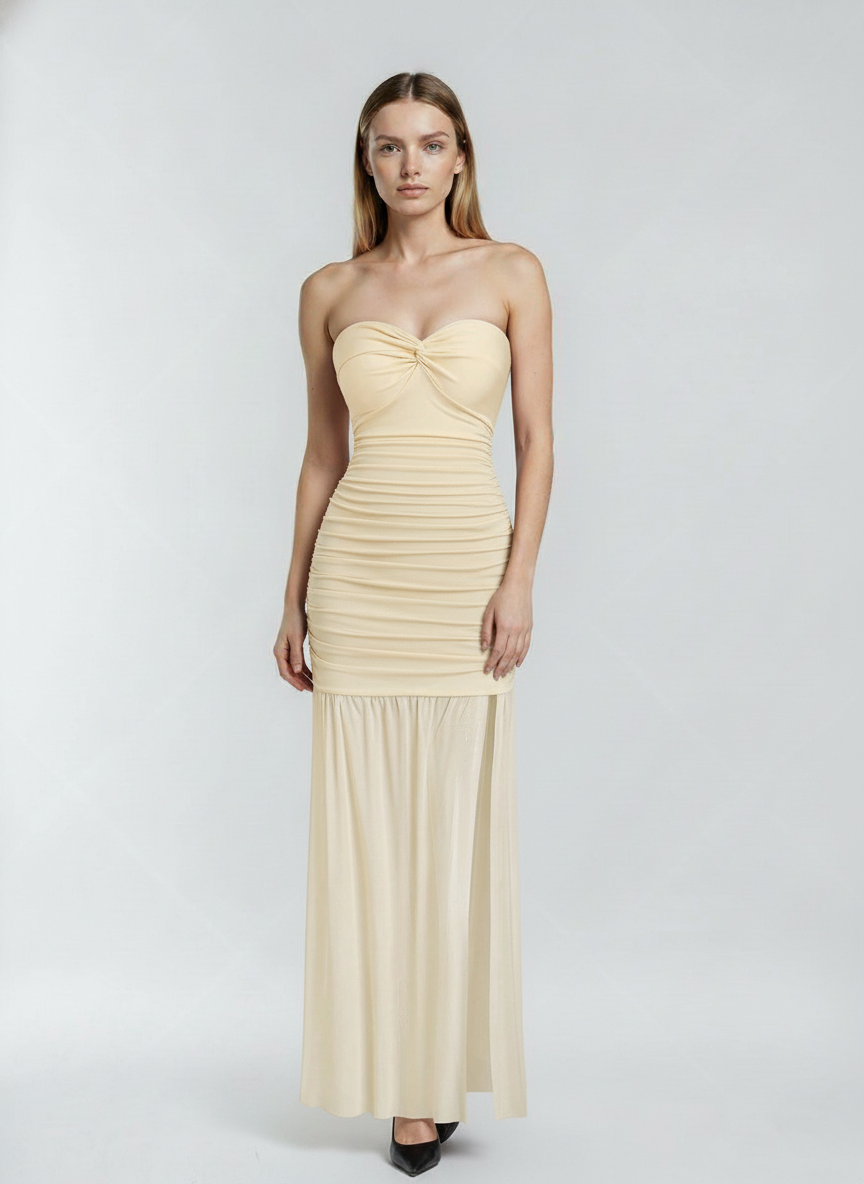 Vestido Longo Branco Zelia Feminino Elegante