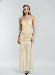 Vestido Longo Branco Zelia Feminino Elegante
