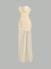 Vestido Longo Branco Zelia Feminino Elegante