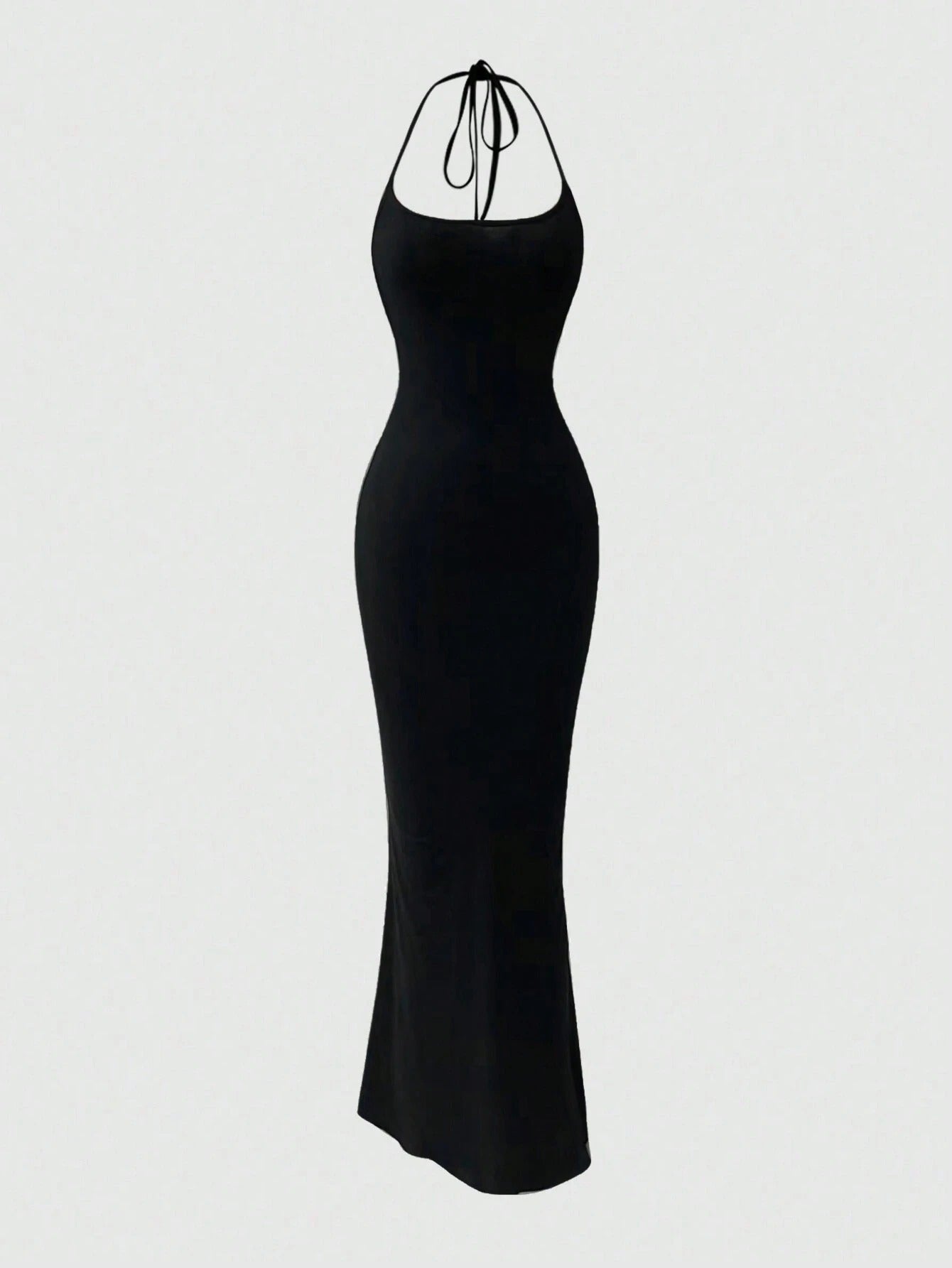Vestido Longo Preto Fabi Feminino em Malha com Elastano