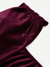 Vestido Longo Vermelho Vanie Feminino em Veludo Elegante