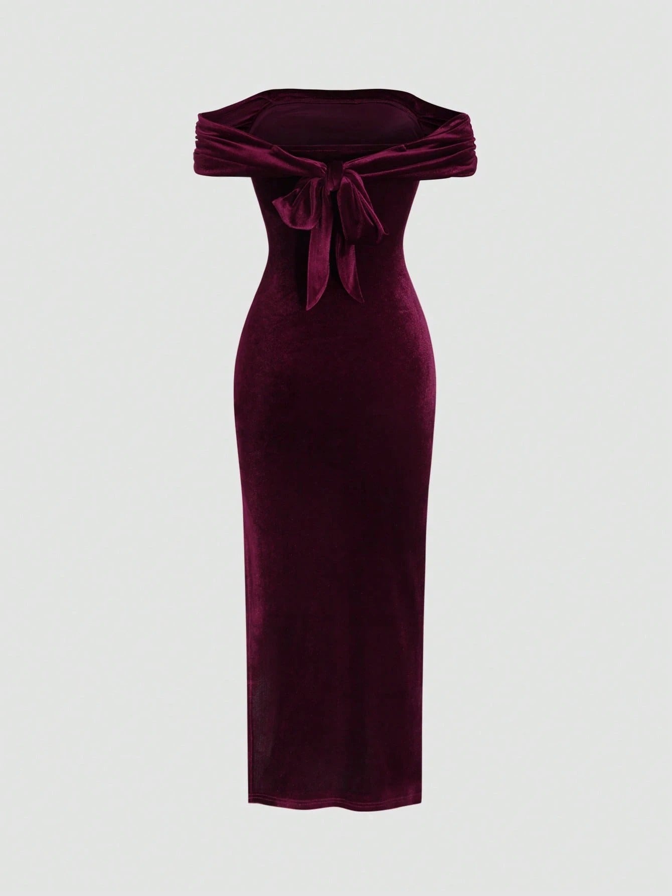 Vestido Longo Vermelho Vanie Feminino em Veludo Elegante