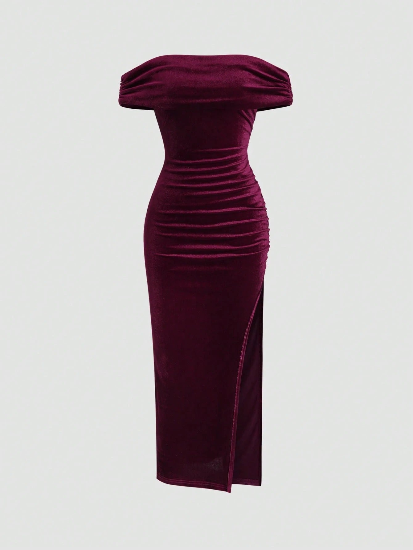 Vestido Longo Vermelho Vanie Feminino em Veludo Elegante