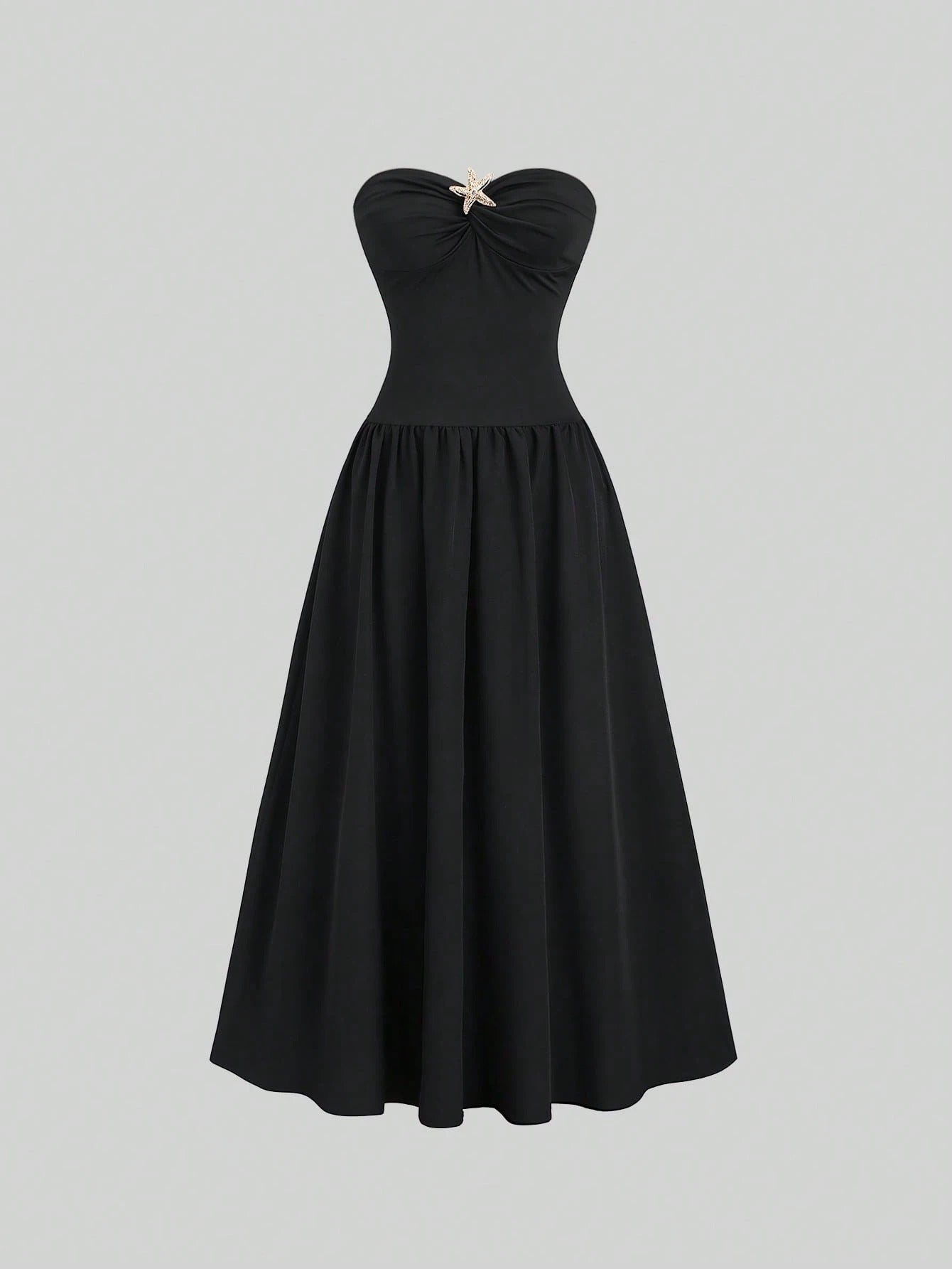 Vestido Midi Preto Feminino em Malha