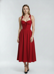 Vestido Midi Vermelho Feminino Tavia Slim Fit