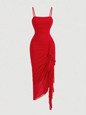 Vestido Midi Vermelho Maria Alice