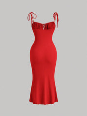 Vestido Midi Vermelho Maria Laura