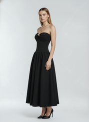 Vestido Midi Preto Feminino em Malha