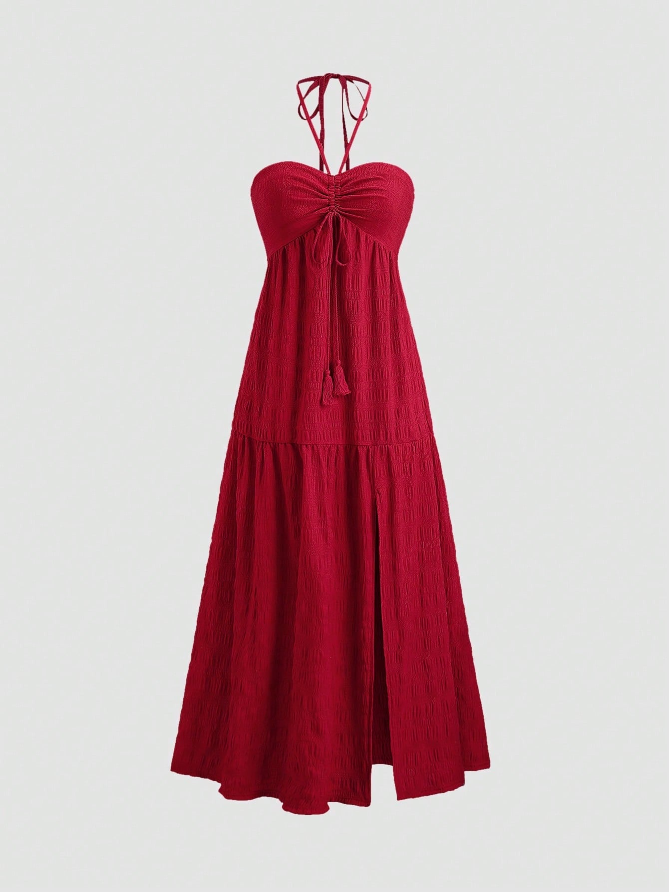 Vestido Longo Vermelho Heli Feminino com Elastano
